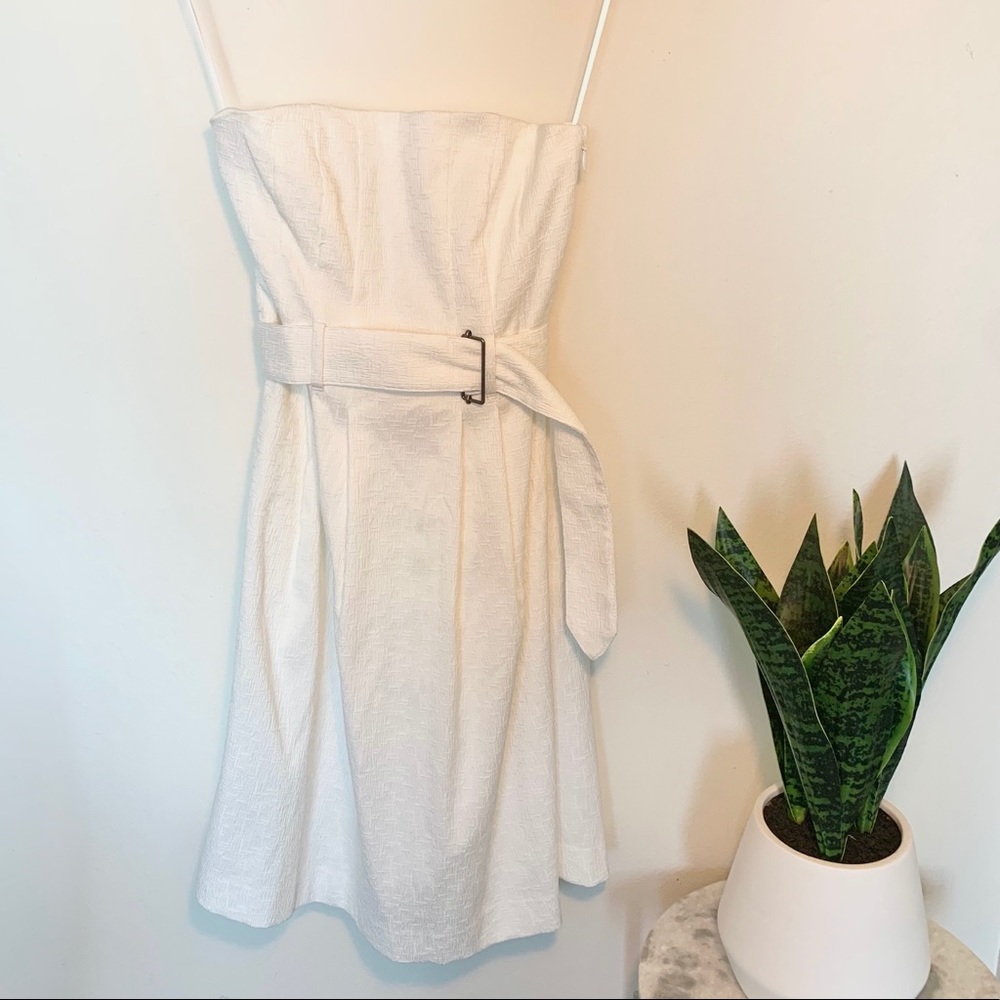 Theory Strapless White Mini Dress